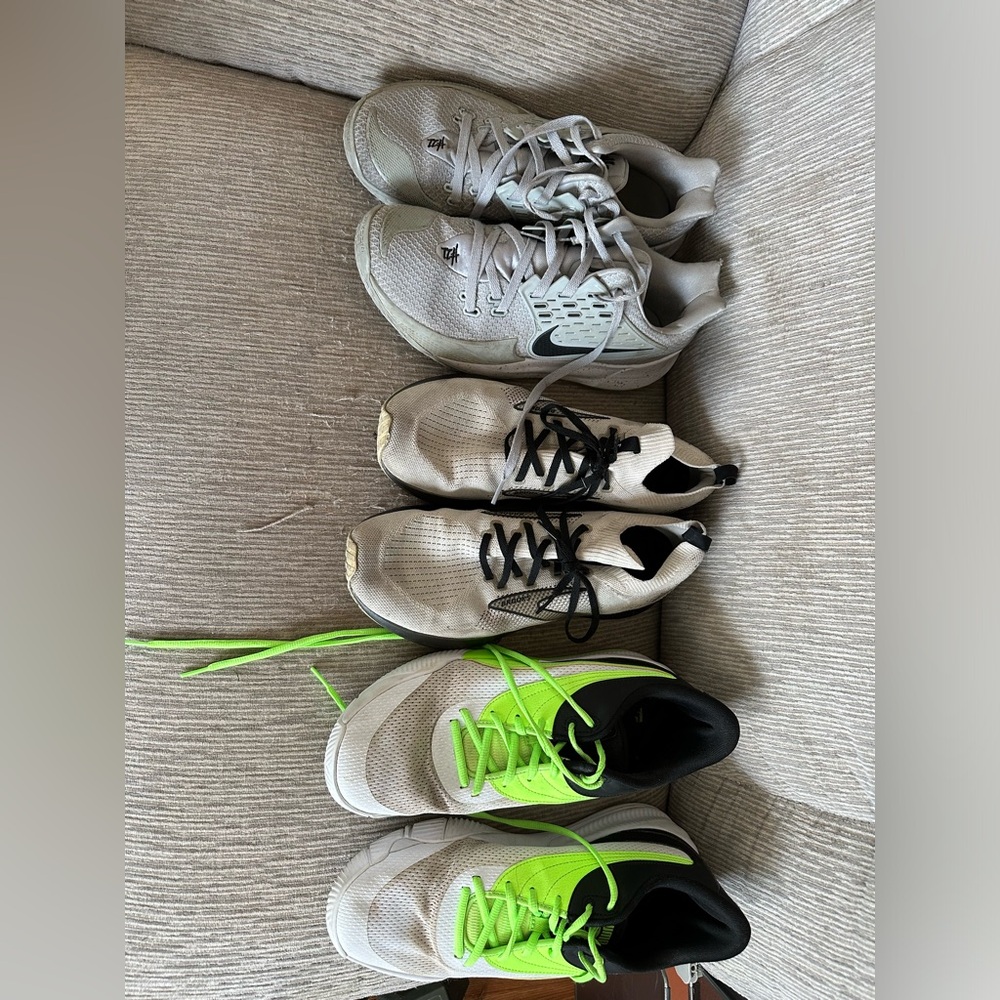 3 pack shoes brooks,Nike,puma basketball and running shoes.